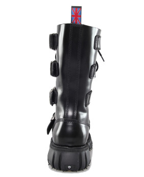 Rangers 14 eyelets Nevermind – black leather – straps & riveted sole – cyber-goth style