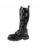 Nevermind 20-Eyelet Black Leather Boots with Buckles – Bold Underground Design
