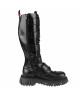 Nevermind 20-Eyelet Black Leather Boots with Buckles – Bold Underground Design