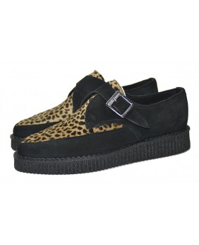 Creepers von Nevermind mit Schnalle, schwarzem Wildleder und Leopardenfell.
