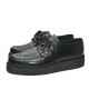 Creepers Nevermind black leather & grey suede, flat rubber sole.