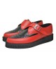 Spitze Creepers von Nevermind aus rotem und schwarzem Leder.