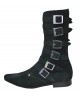 Black Suede Retro Boot – 6 Side Buckles