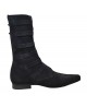 Black Suede Retro Boot – 6 Side Buckles