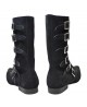 Black Suede Retro Boot – 6 Side Buckles