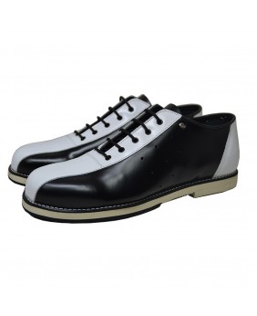 Zapato de bolos cuero negro & blanco, suela Néolite.