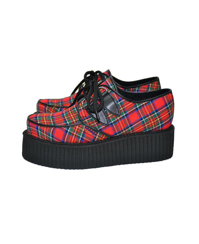 Creepers rouge en cuir et textile à semelle double Nevermind