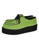 Creepers Nevermind verde fluo in camoscio con doppia suola e intreccio – eccentrici, audaci e underground.