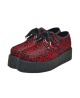 Nevermind red cowhide creepers with black leopard print – bold, wild, and underground.