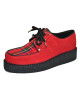 Creepers Nevermind ante rojo con empeine tartán, suela simple de goma negra.