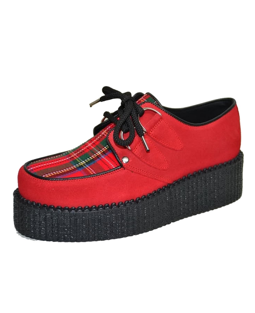 Nevermind red suede and tartan fabric creepers – rebellious, underground, and traditional.