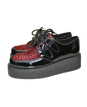 Nevermind creepers patent leather and bovine fur leopard double sole