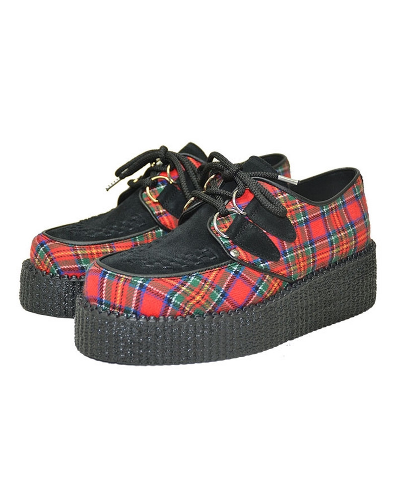 Creepers Nevermind tartan rouge à double semelle