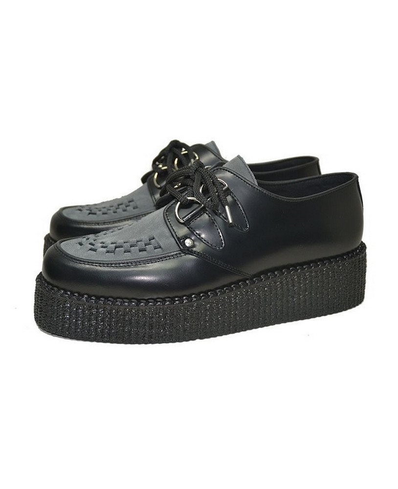 Creepers nere e grigie Nevermind in pelle e camoscio con suola doppia