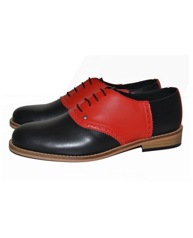 Bowling shoes Nevermind black & red leather, Néolite sole.