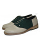 Bowling-Schuh Nevermind beige & grün Velours.