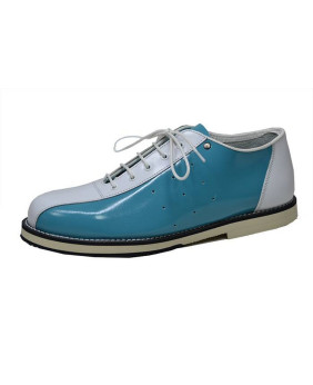 Zapato de bolos Nevermind azul turquesa & blanco.