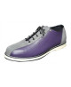 Nevermind bowling shoe in purple leather & grey suede.