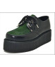 Creepers Nevermind con doppia suola in pelle nera e suede verde