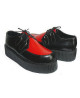 Creepers Nevermind bicolore in pelle nera e rossa con doppia suola – classici, robusti e underground.