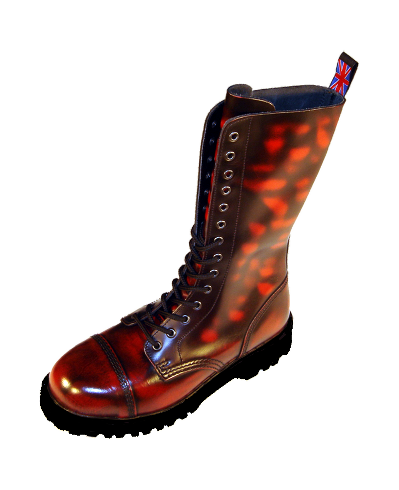 Rangers Nevermind 14 eyelets in red patinated leather – a fiery and bold alternative style.