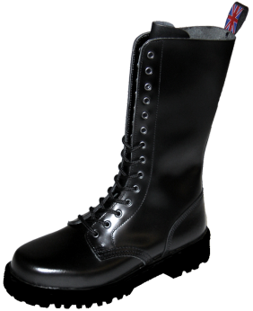 Rangers Nevermind 14 œillets en cuir noir lisse – un classique intemporel du style alternatif.