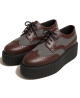 Derby Nevermind en cuir cherry et suédine grise, à semelle double en gomme de 5 cm.