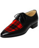 Black Leather Oxford with Red Tartan – Nevermind – Punk Chic Style