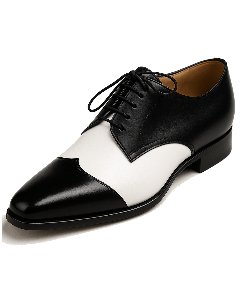 Oxford Bicolore in Pelle – Nero e Bianco – Nevermind – Stile Dandy Retrò