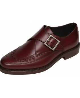Cherry leather single‑monk derby Nevermind with rock, vintage and business chic style.