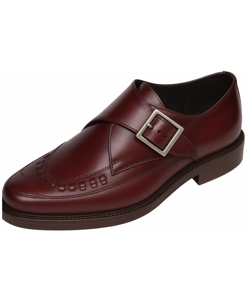 Derby Nevermind de hebilla sencilla en cuero cherry con estilo rock, vintage y business chic.