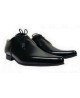 Oxford Nevermind de cuero negro liso con estilo rock vintage.