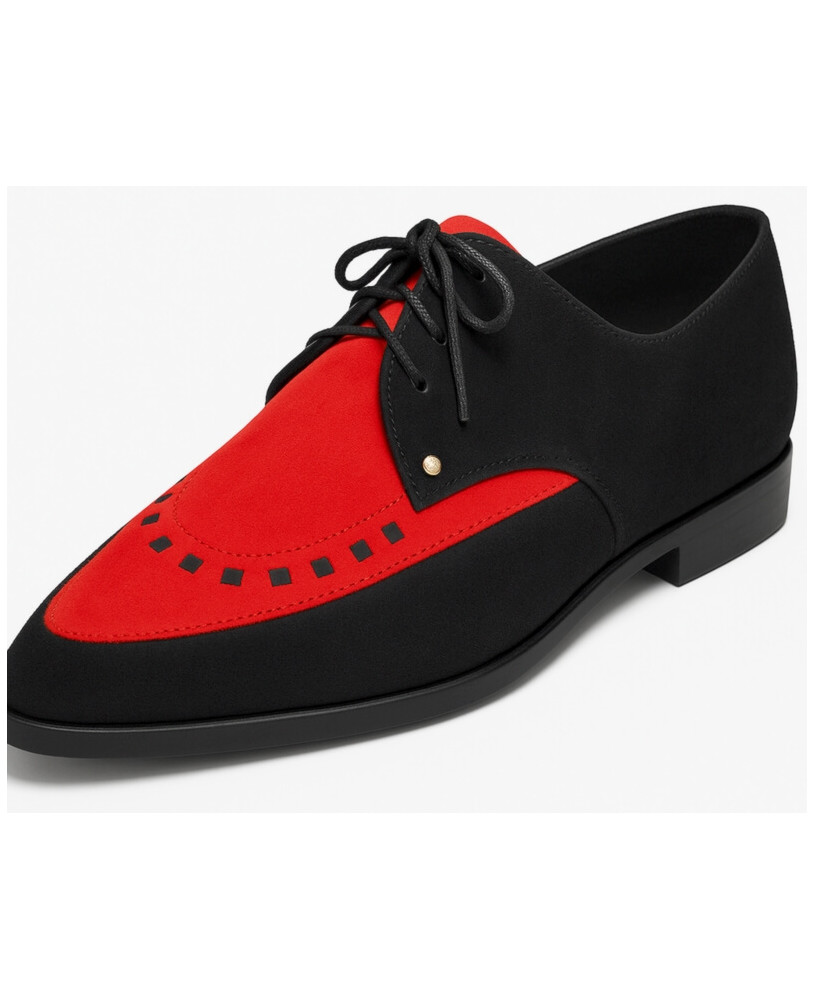 Oxford-Schuhe aus rotem und schwarzem Wildleder – Nevermind – Grafischer Stil