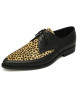 Chaussures Nevermind en cuir noir et fourrure bovine imprimée léopard.