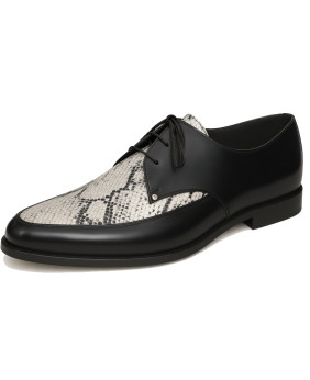 Chaussures Richelieu en cuir noir et imprimé python – Nevermind – Élégance contemporaine
