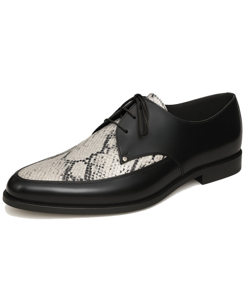 Oxford-Schuhe aus schwarzem Leder mit Python-Print – Nevermind – Zeitlose Eleganz