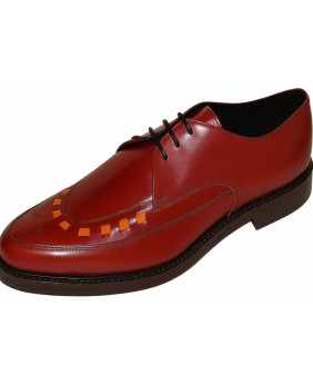 Men’s Cherry Leather Derby Shoes by Nevermind – With Orange Graphic Details