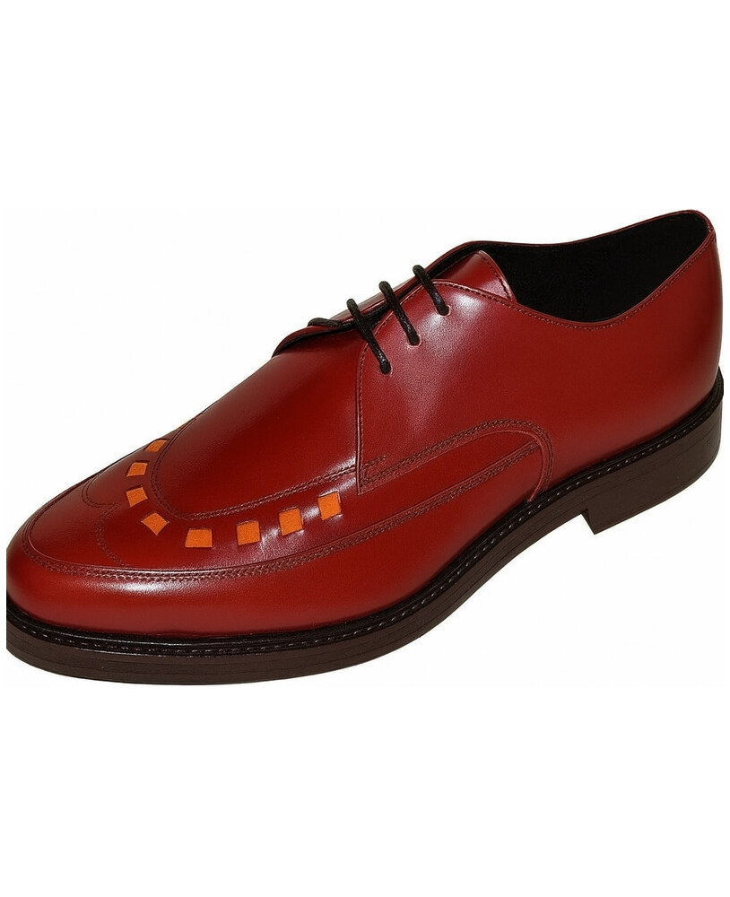 Derby Homme Nevermind en Cuir Cherry – Motifs Graphiques Orange