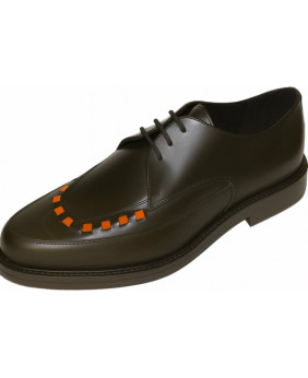 Schwarze Derby-Schuhe mit orangenen Details – Italienisches Leder – Nevermind
