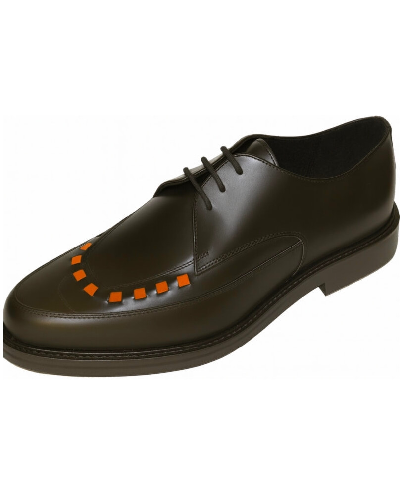Black Derby Shoes with Orange Accents – Italian Leather – Nevermind