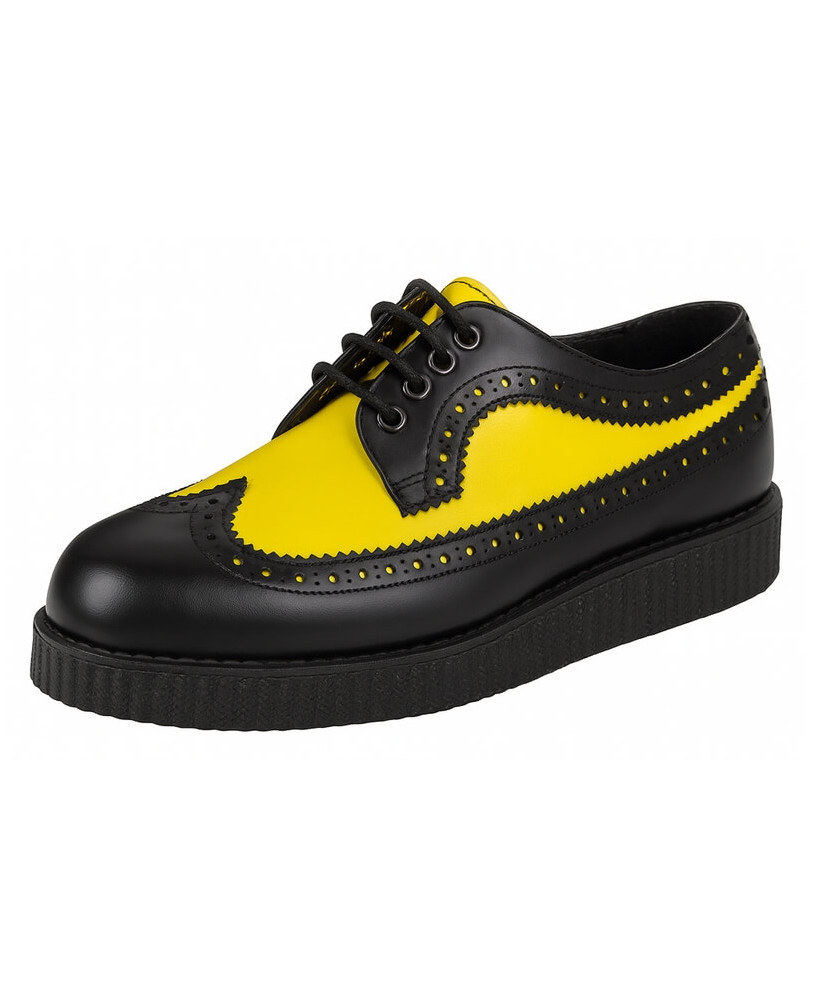 Creepers Nevermind suola semplice 3 cm pelle nera e gialla