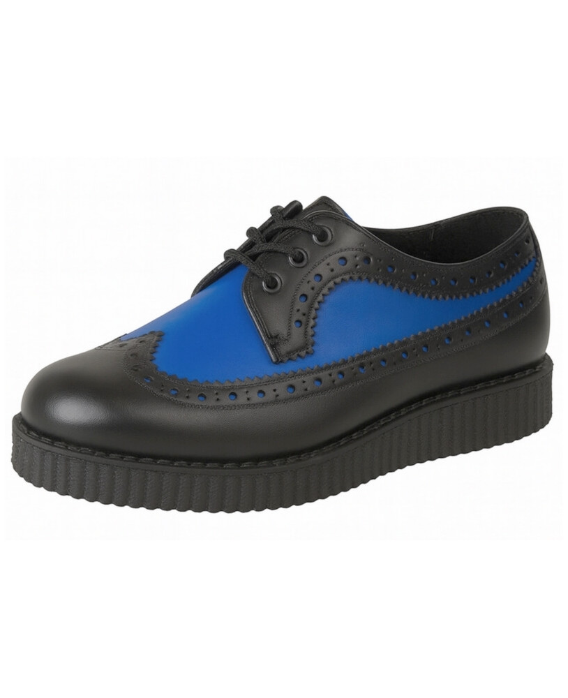 Creepers Nevermind suola semplice 3 cm pelle nera e blu reale
