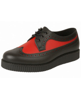 Creepers Nevermind semelle simple 3 cm cuir noir et rouge