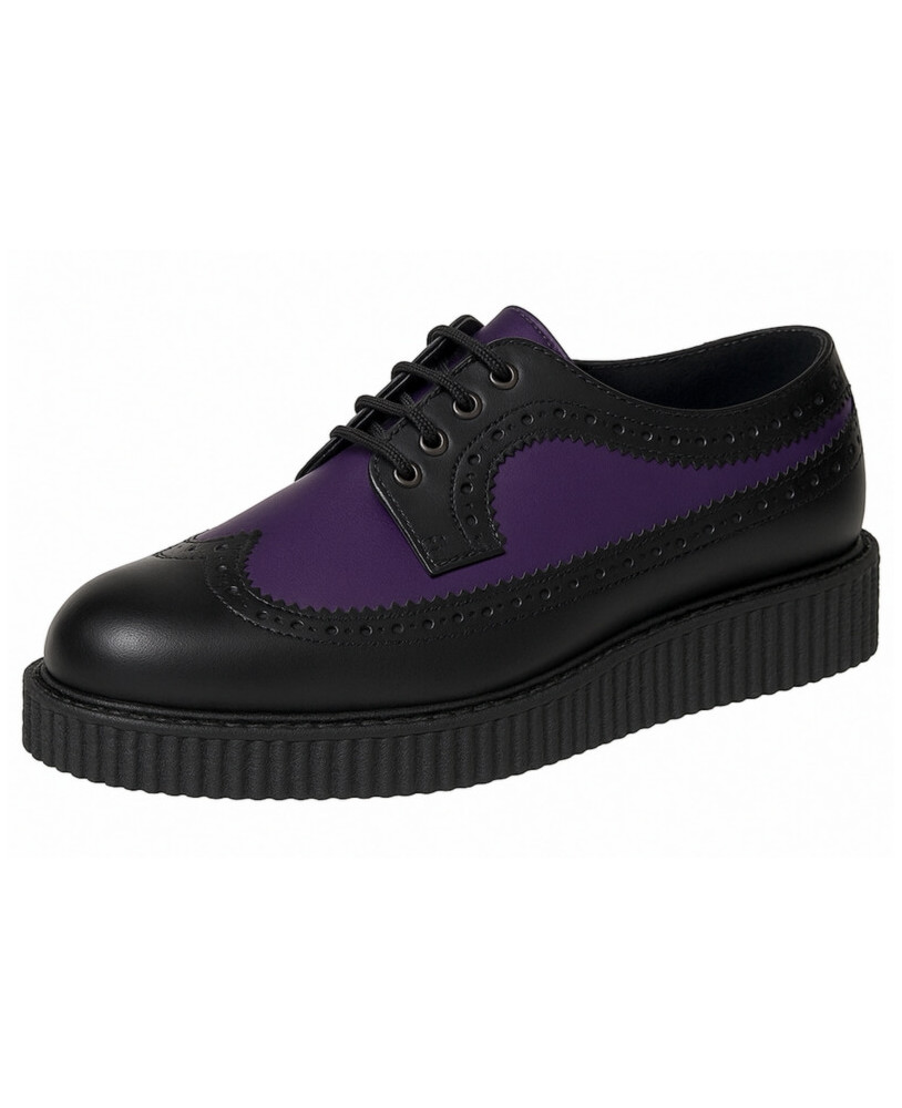 Creepers Nevermind semelle simple 3 cm cuir noir et violet