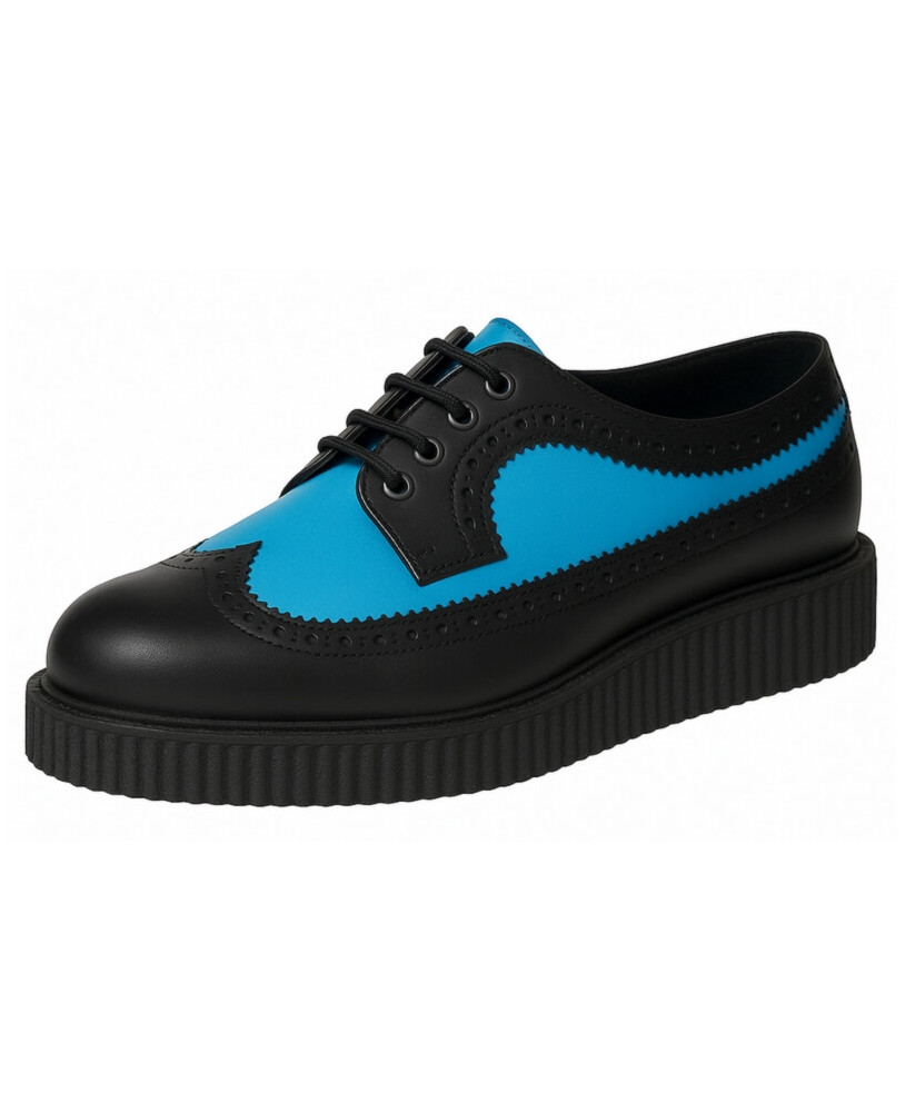 Creepers Nevermind einfache Sohle 3 cm Leder schwarz und türkis