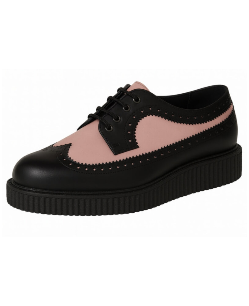 Creepers Nevermind einfache Sohle 3 cm Leder schwarz und rosa
