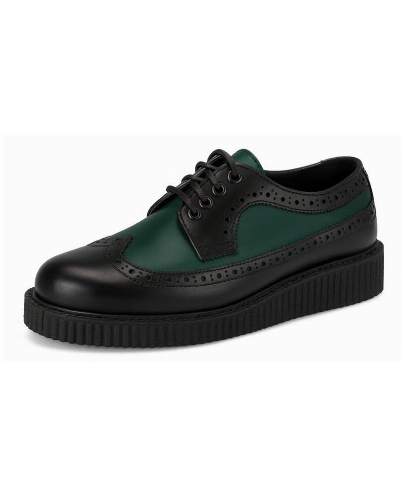 Creepers Nevermind semelle simple 3 cm cuir noir et vert
