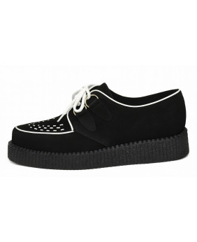 Creepers en suédine noire avec tressage et liseré blanc – Nevermind