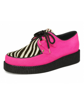 Creepers en suédine rose et fourrure bovine imprimée zèbre – Nevermind