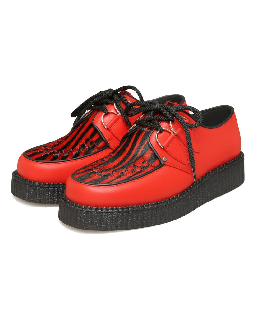 Red creepers with red/black zebra cowhide insert – Nevermind